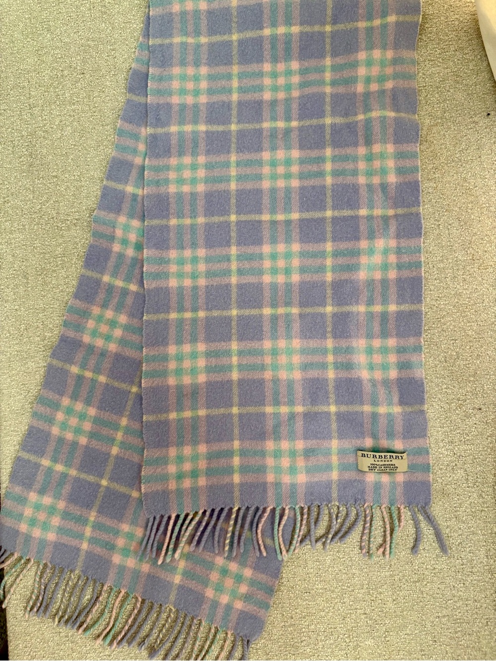Vintage Burberry Pastel Plaid Scarf in Lavender, Pink and Mint